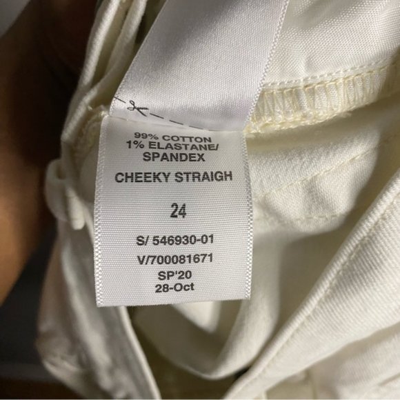 Gap Women's Cheeky Straight Off-White Button Fly Denim Crop Jeans - Picture 8 of 10